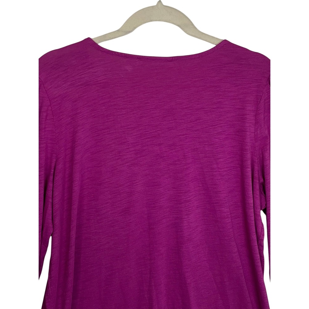 Belle by Kim Gravel XL Magenta Tie Neck Slub Knit Tunic Top Modal Cotton - Picture 9 of 14